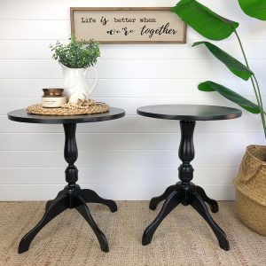 Two round side tables